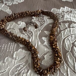 Brown Beaded Necklace and Earring Set